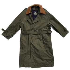 Towne by London Fog Long Trench Coat Collared w/Belt Removable Layer 46R